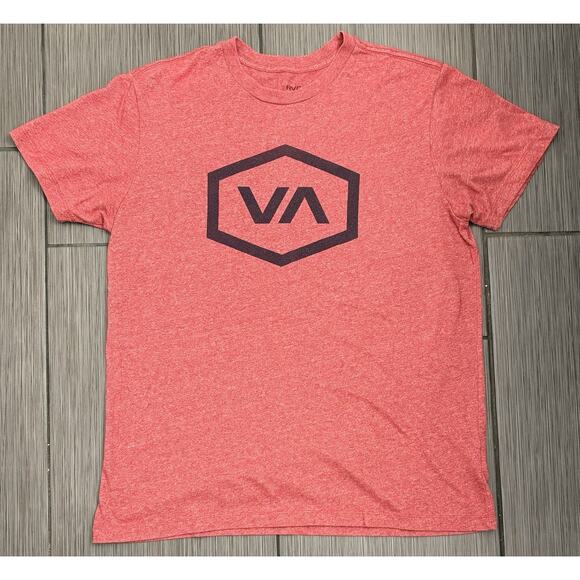 RVCA Men’s Red Short Sleeve T-Shirt Large Logo Cotton Blend - Picture 1 of 5